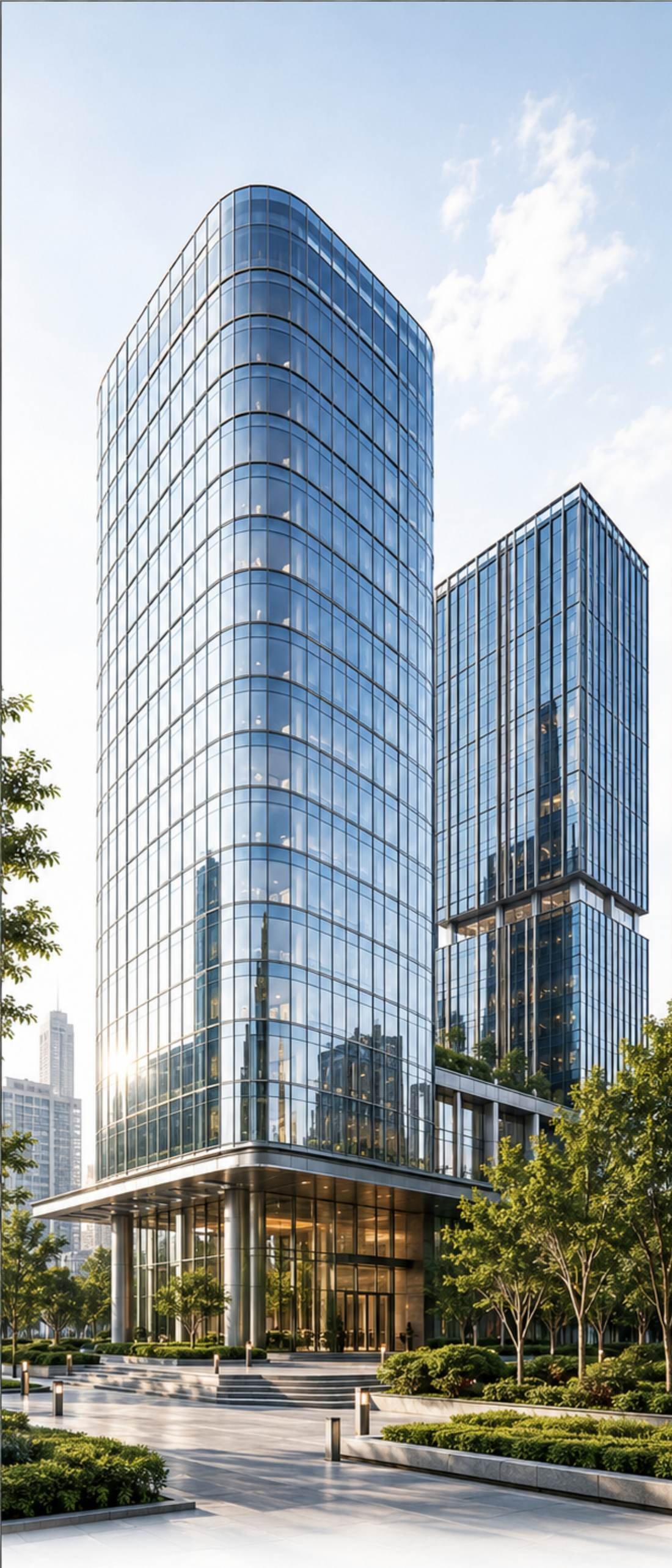 BOSSMAN premium glass facade and window systems on a modern high-rise tower